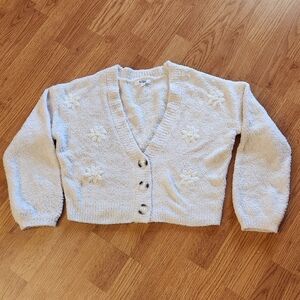 BB Dakota by Steve Madden Cropped Cardigan. Women Sz Small. Floral Texture.